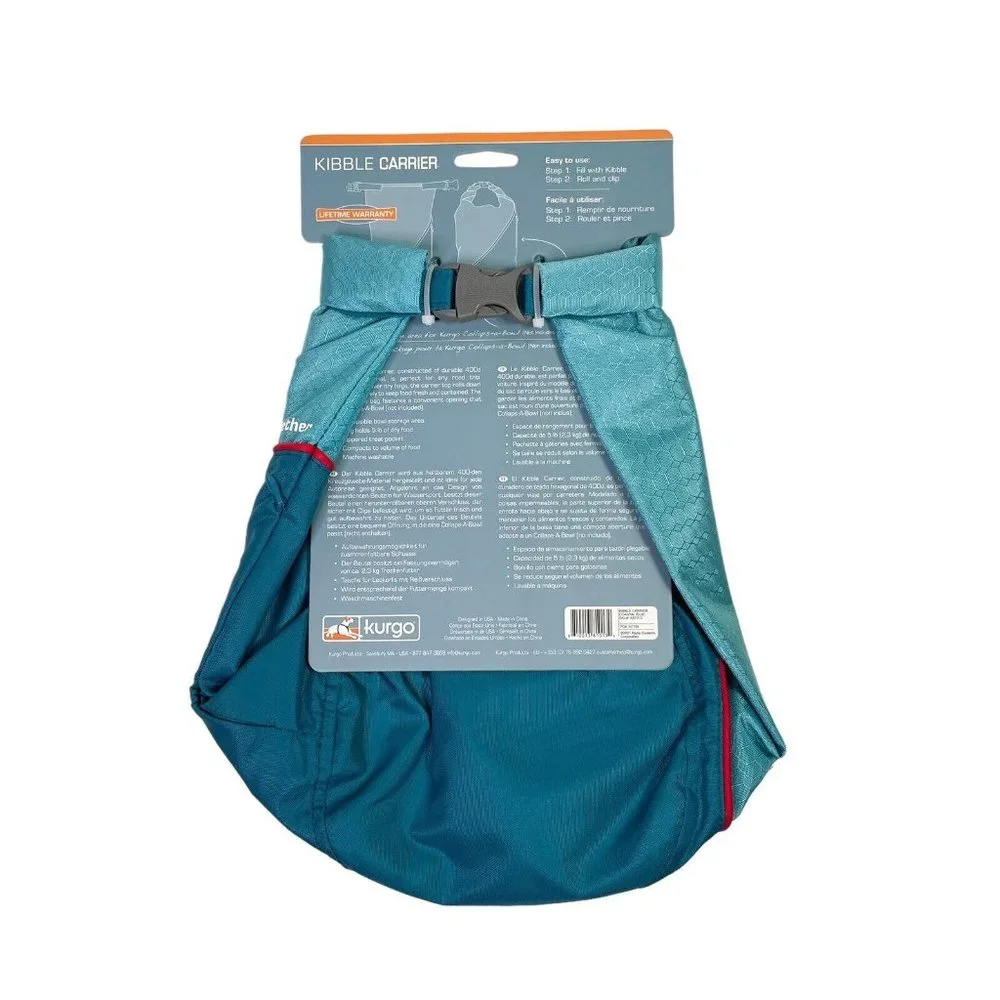 Kurgo Kibble Carrier Blue Travel Food Storage Bag For Dogs Holds 5-Pounds- NWT!